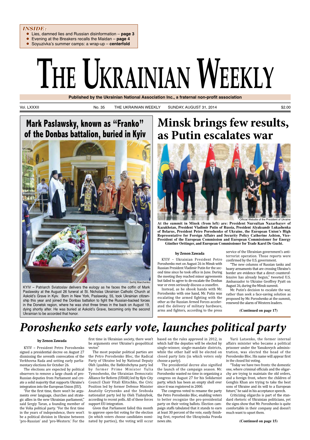 The Ukrainian Weekly 2014, No.35