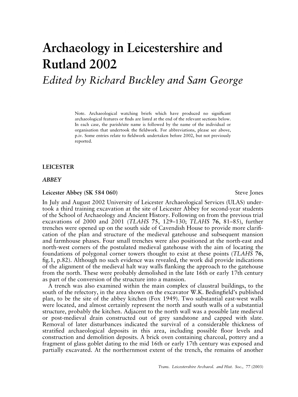 Archaeology in Leicestershire and Rutland 2002 125