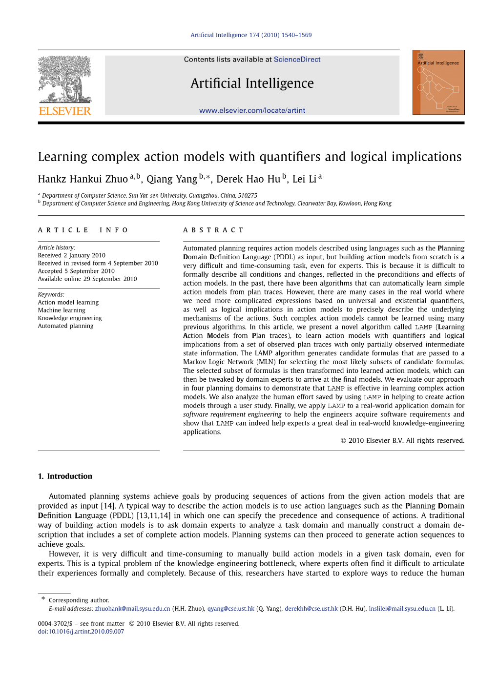 Learning Complex Action Models with Quantifiers and Logical Implications