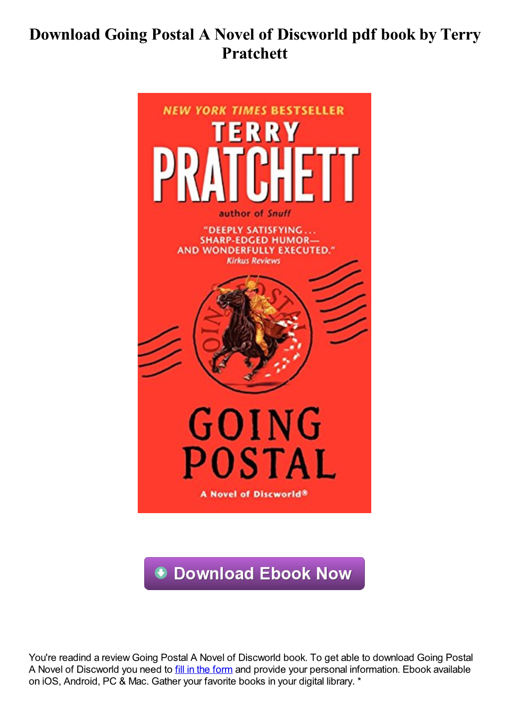 Download Going Postal a Novel of Discworld Pdf Book by Terry Pratchett