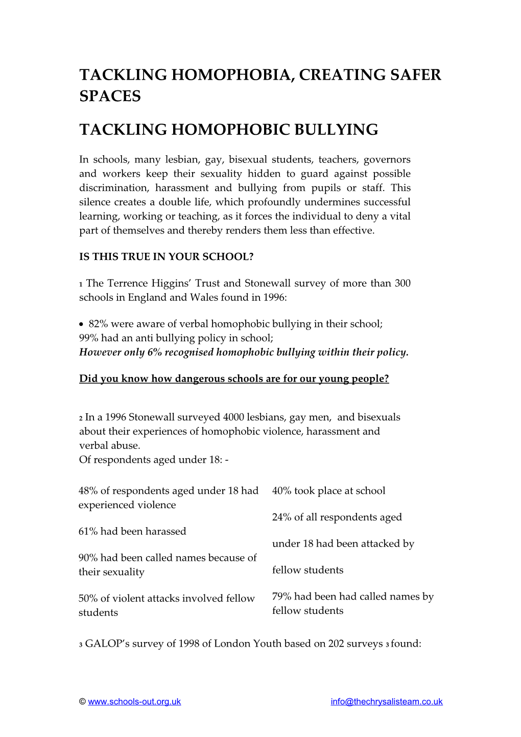 Tackling Homophobic Bullying