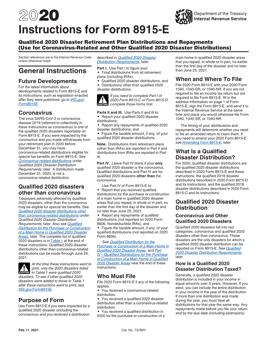 2020 Instructions for Form 8915-E