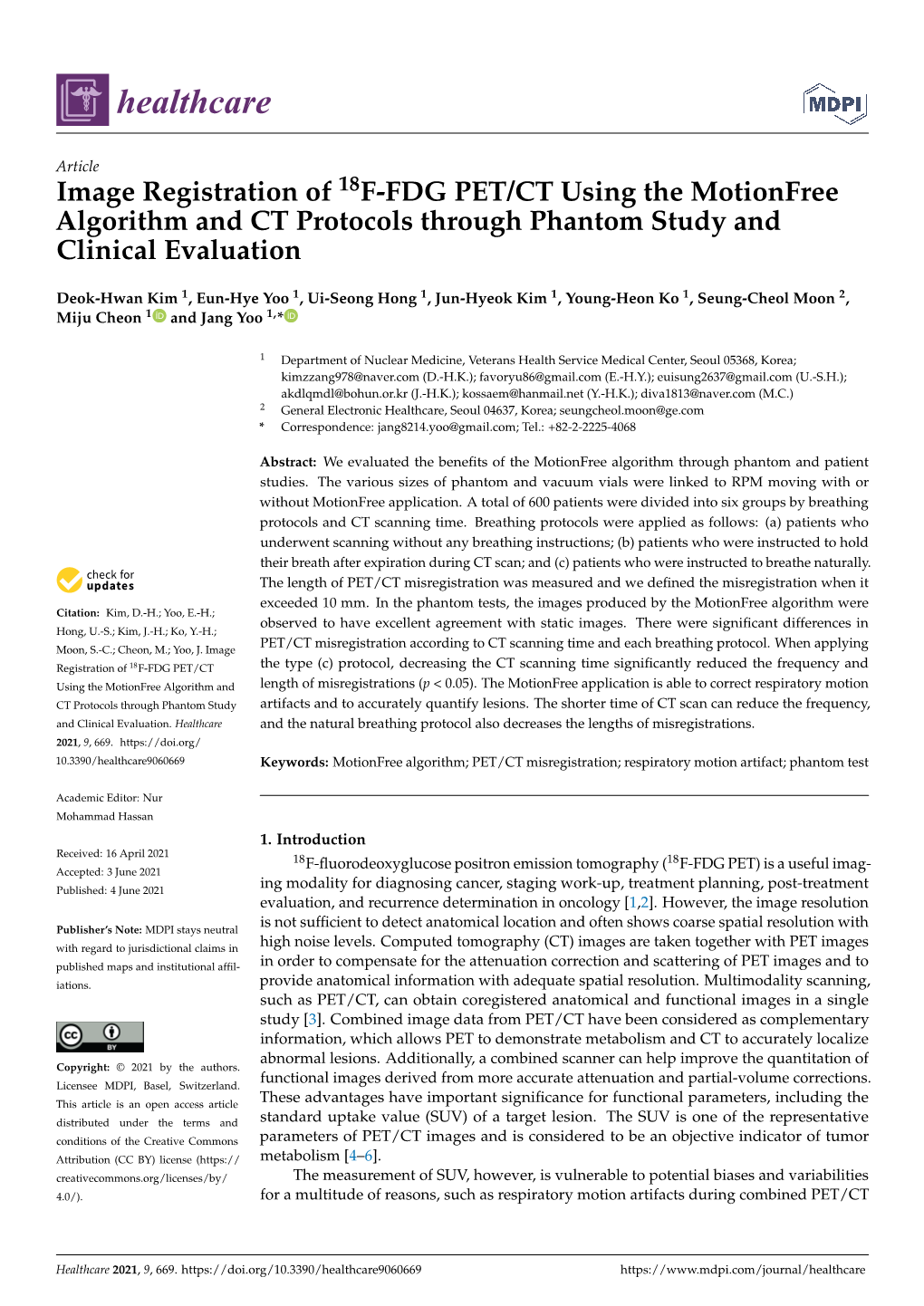 Image Registration of 18F-FDG PET/CT Using the Motionfree Algorithm and CT Protocols Through Phantom Study and Clinical Evaluation