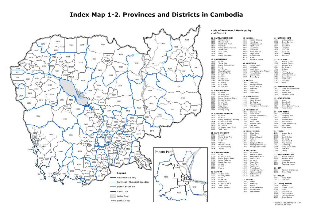 Index Map 1-2. Provinces and Districts in Cambodia