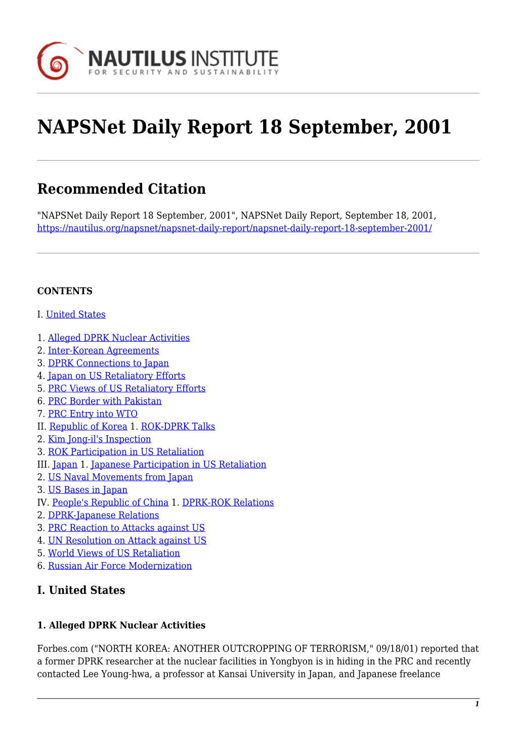 Napsnet Daily Report 18 September, 2001