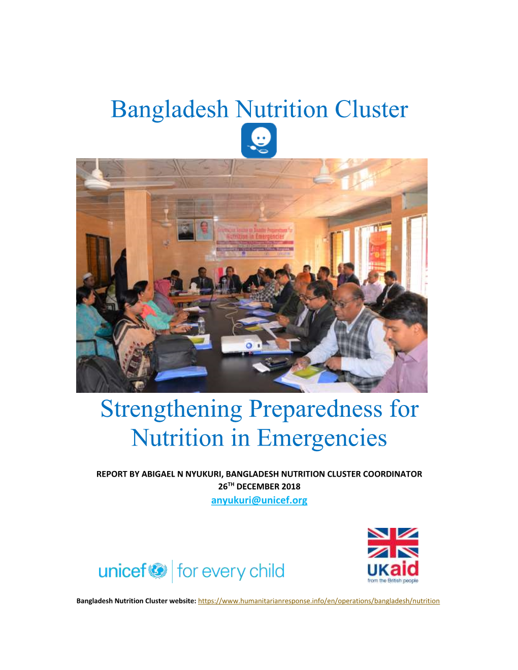 Bangladesh Nutrition Cluster Strengthening Preparedness For