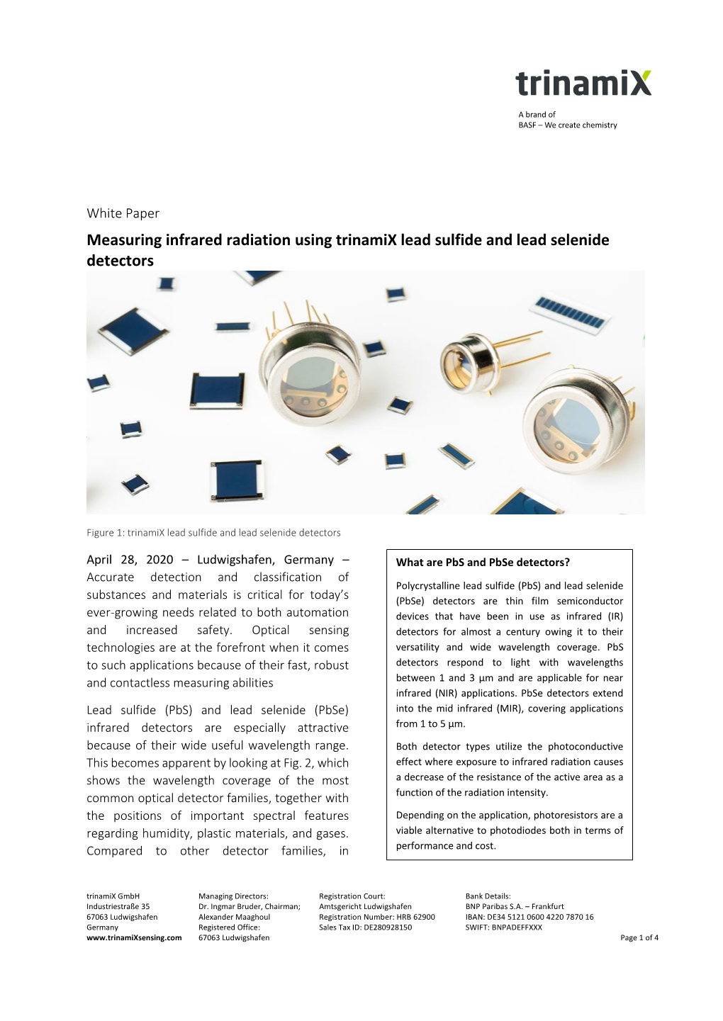 Measuring Infrared Radiation Using Trinamix Lead Sulfide and Lead Selenide Detectors