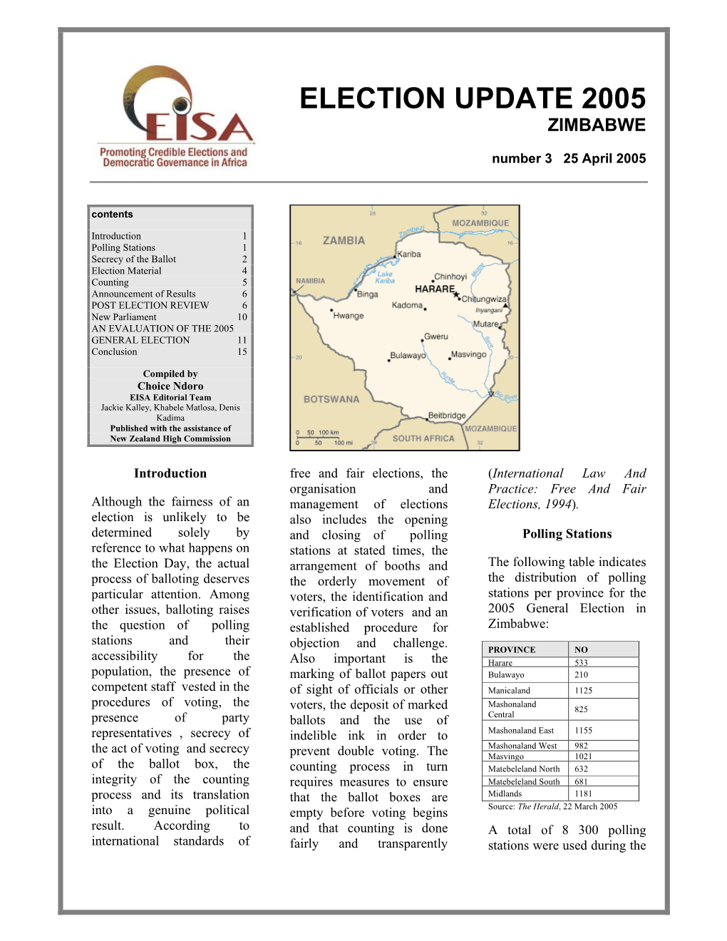 Election Update 2005 Zimbabwe