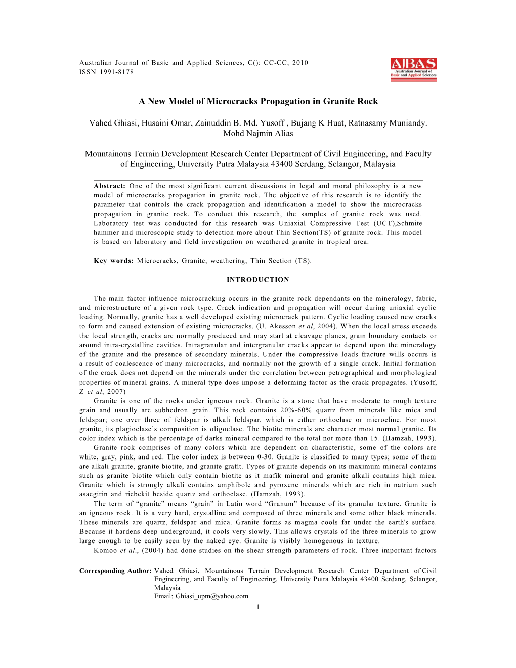 A New Model of Microcracks Propagation in Granite Rock