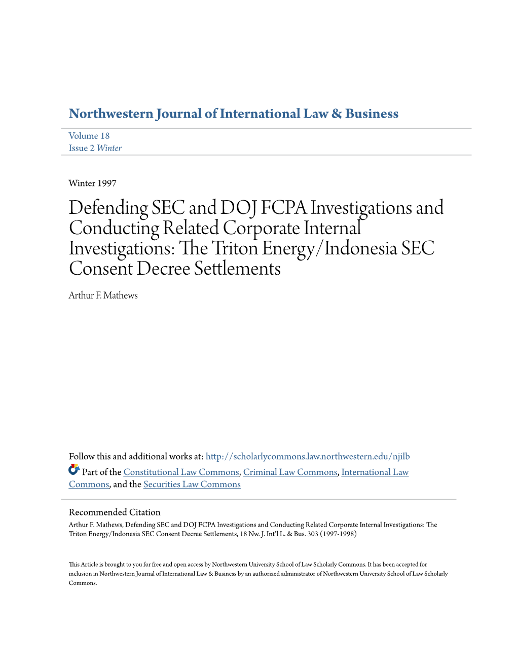 Defending SEC and DOJ FCPA Investigations and Conducting