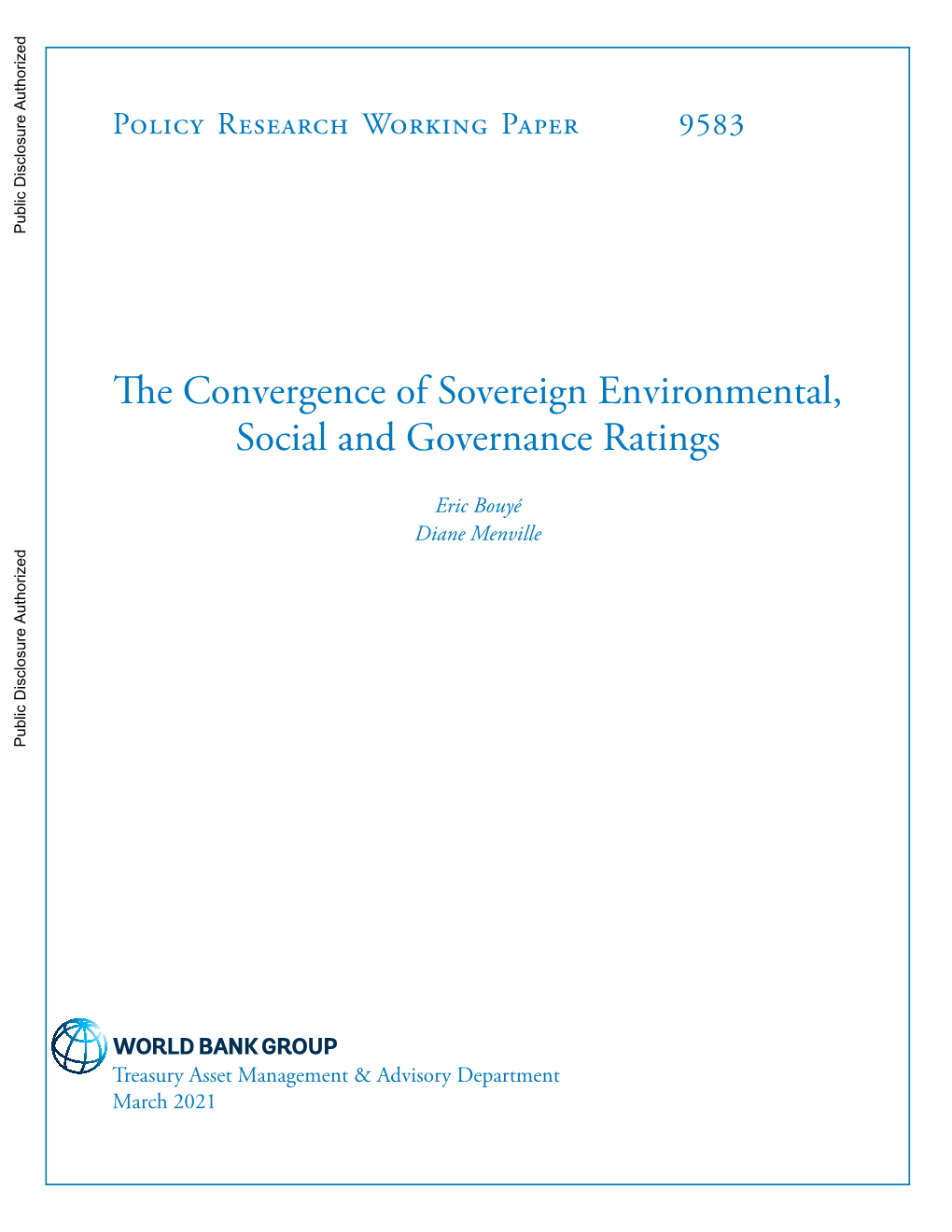 The Convergence of Sovereign Environmental, Social and Governance Ratings