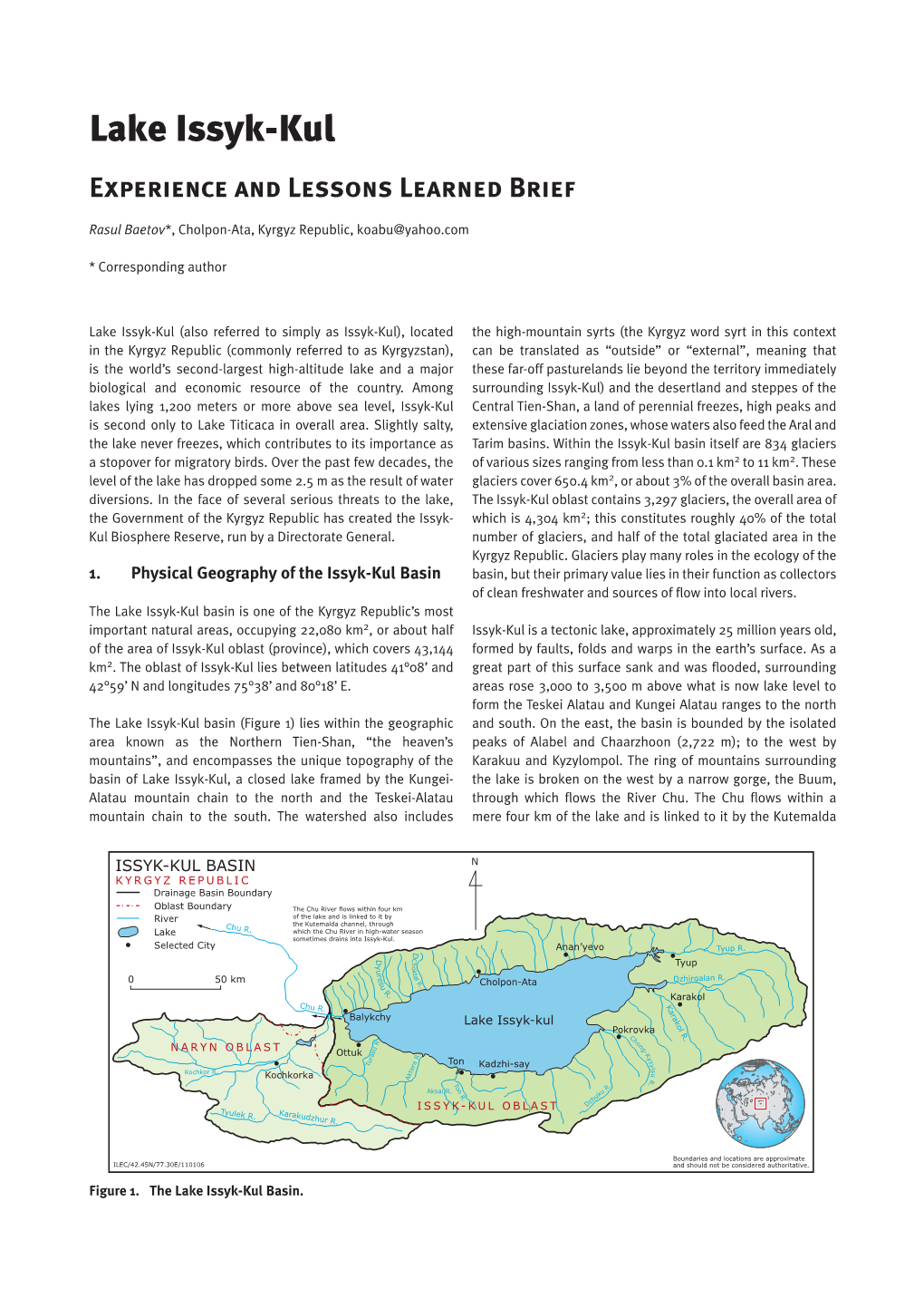 Lake Issyk-Kul Experience and Lessons Learned Brief