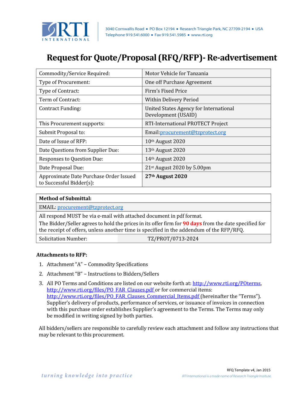 Request for Quote/Proposal (RFQ/RFP)- Re-Advertisement