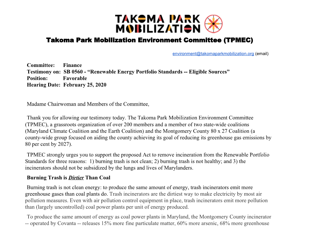 Takoma Park Mobilization Environment Committee (TPMEC)