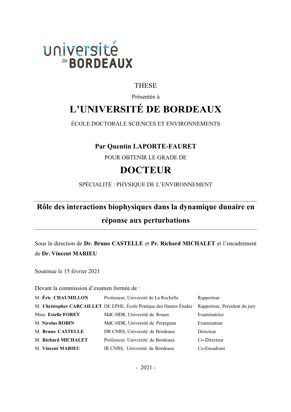 L'université De Bordeaux Docteur