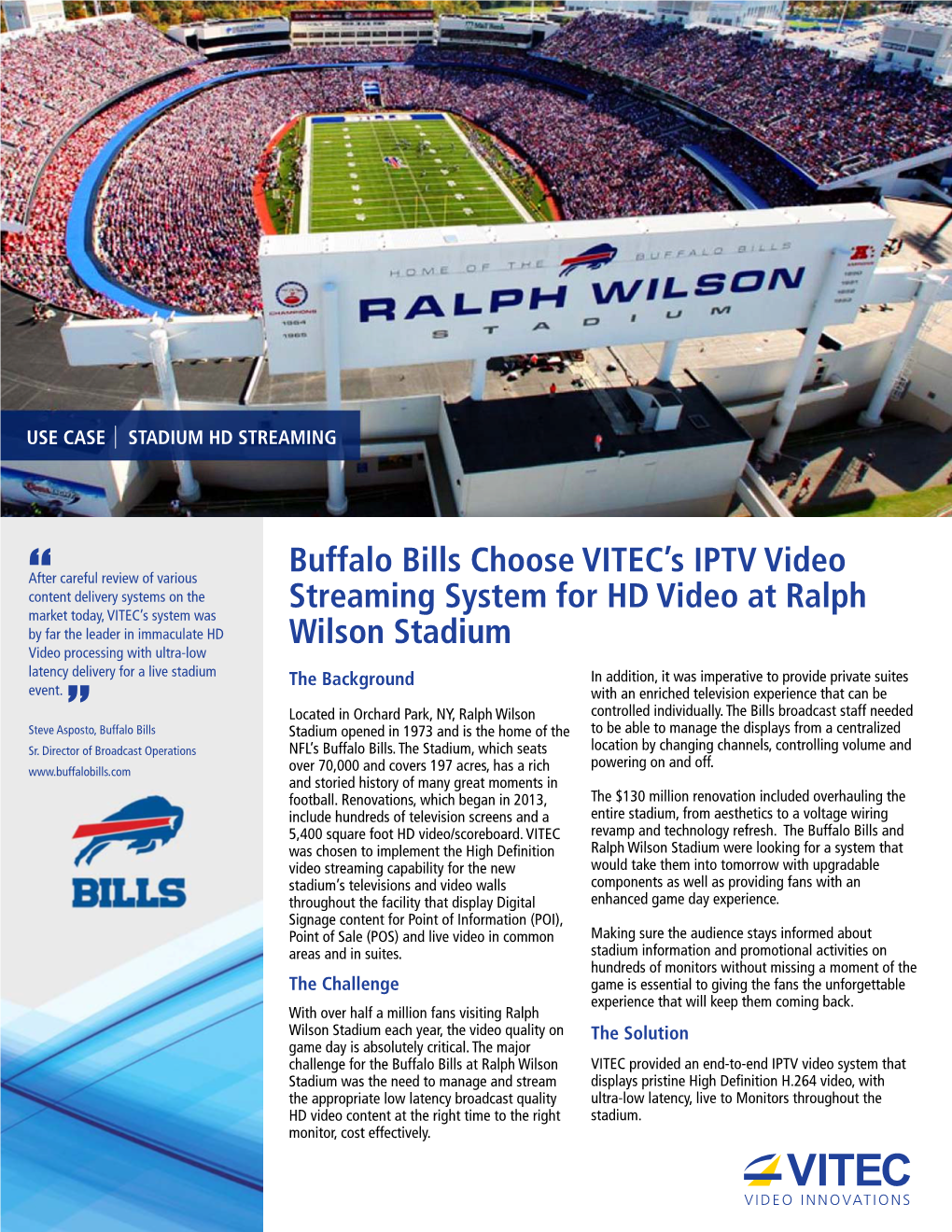 Buffalo Bills Choose VITEC's IPTV Video Streaming System for HD