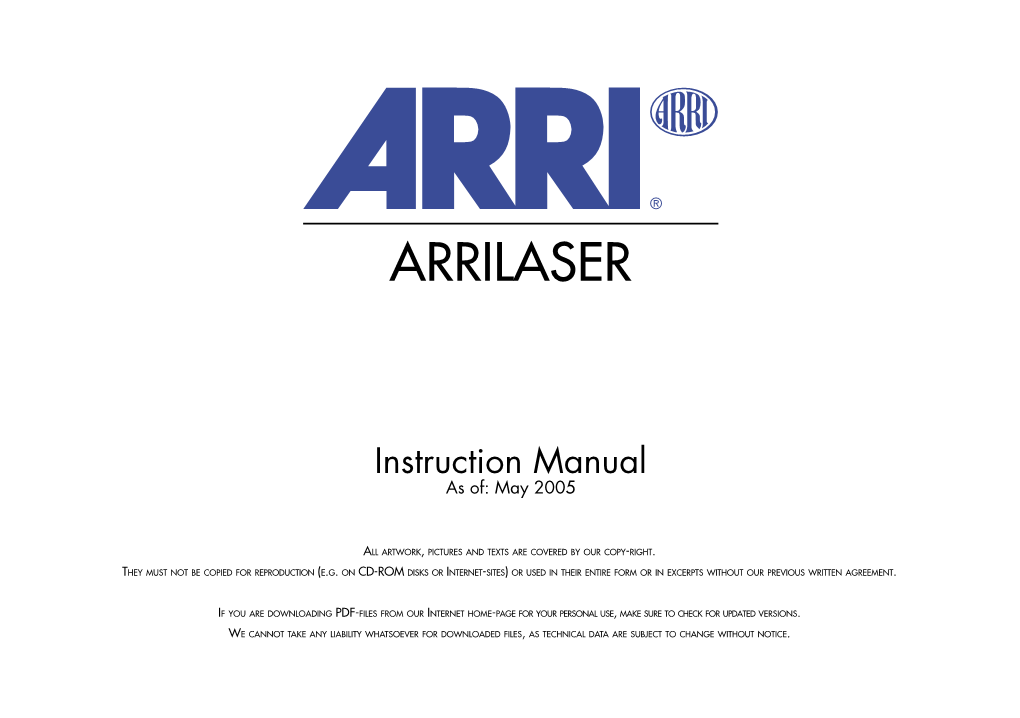 ARRILASER Manual, May 2005