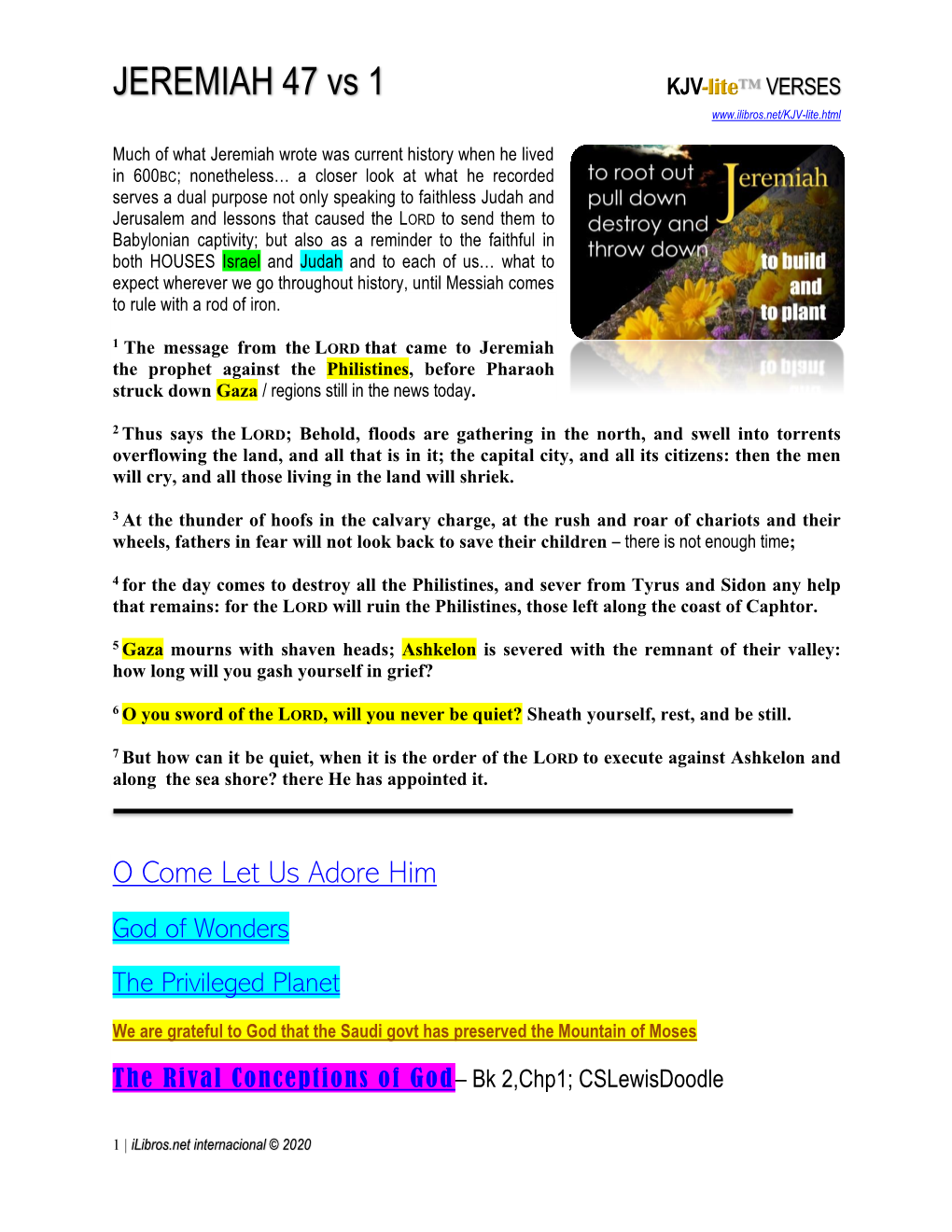 JEREMIAH 47 Vs 1 KJV-Lite™ VERSES