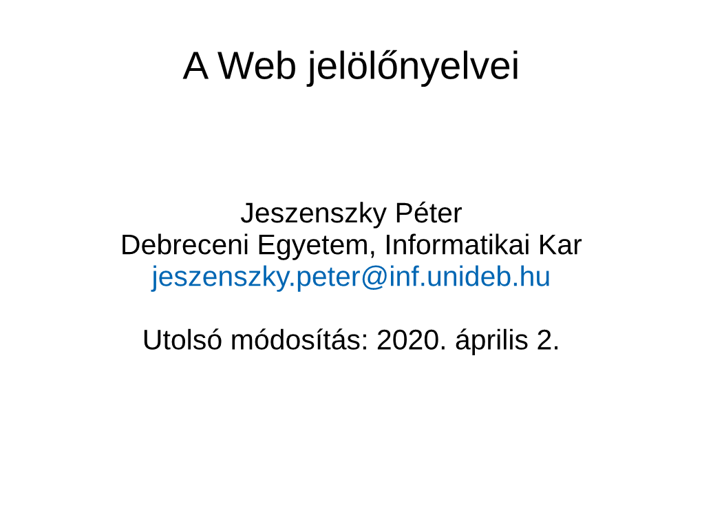 A Web Jelölőnyelvei