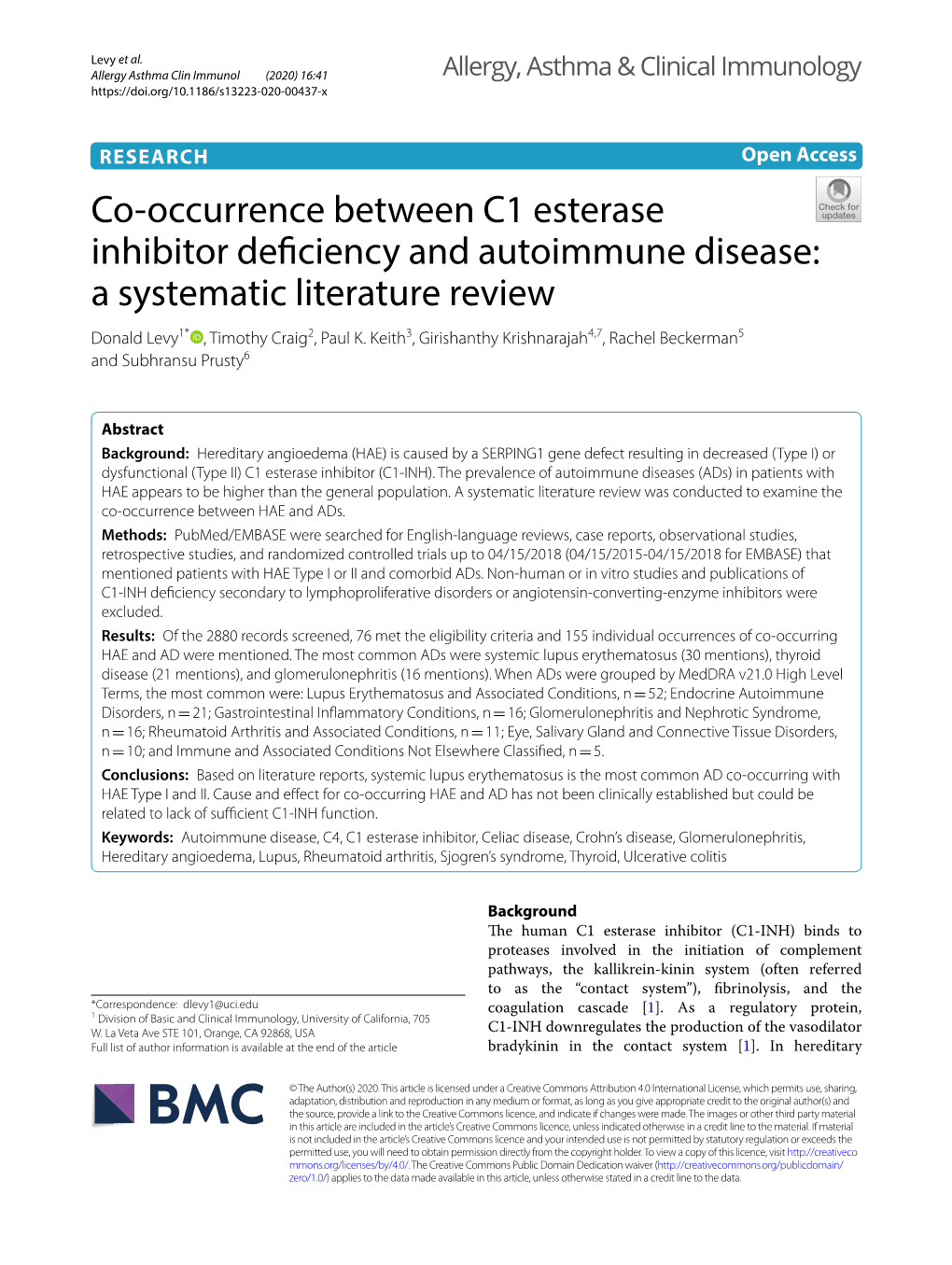 Co-Occurrence Between C1 Esterase Inhibitor Deficiency And