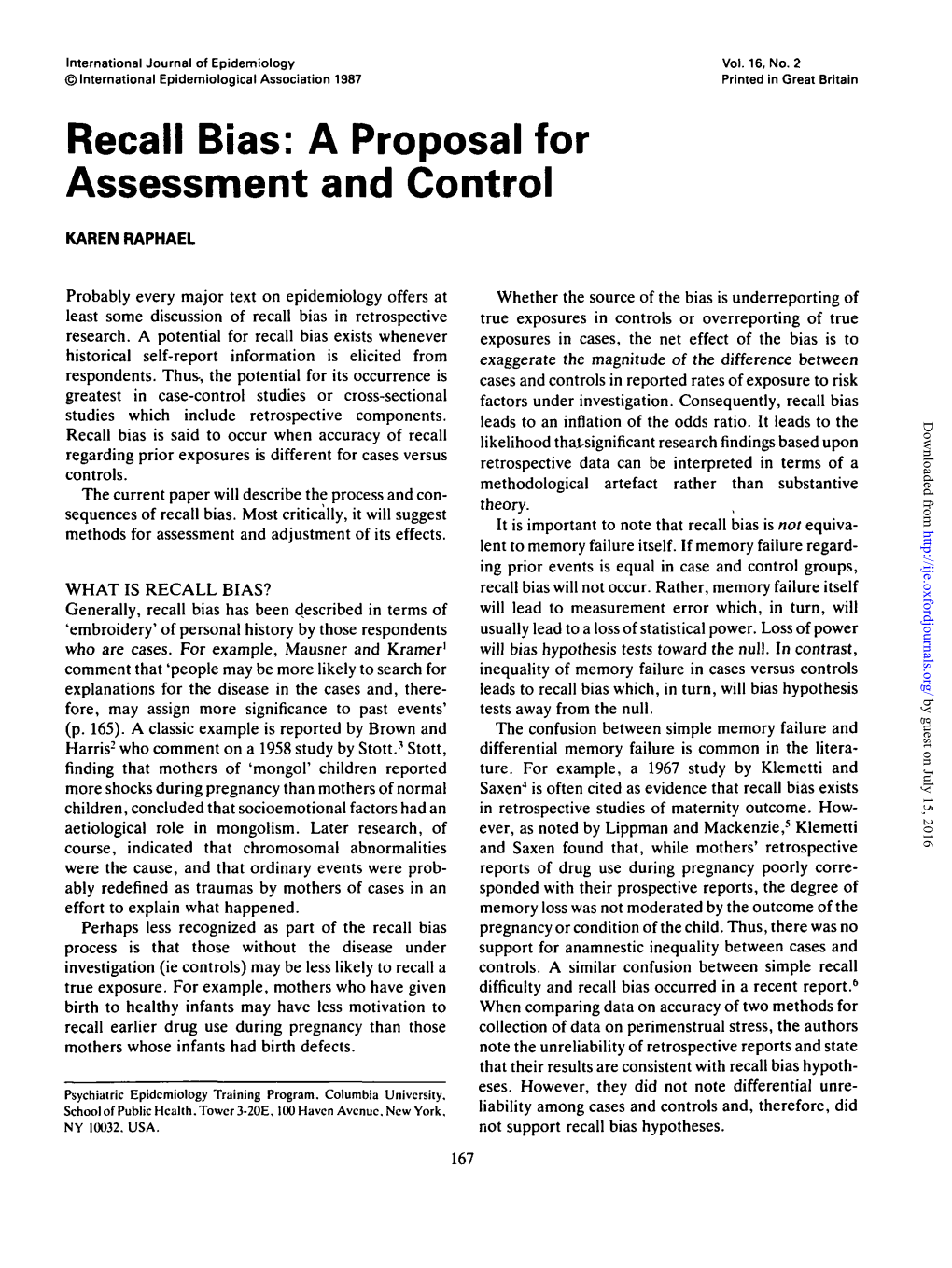 Recall Bias: a Proposal for Assessment and Control