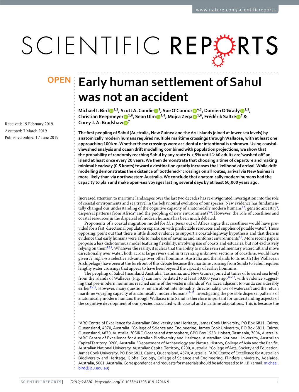 Early Human Settlement of Sahul Was Not an Accident Michael I