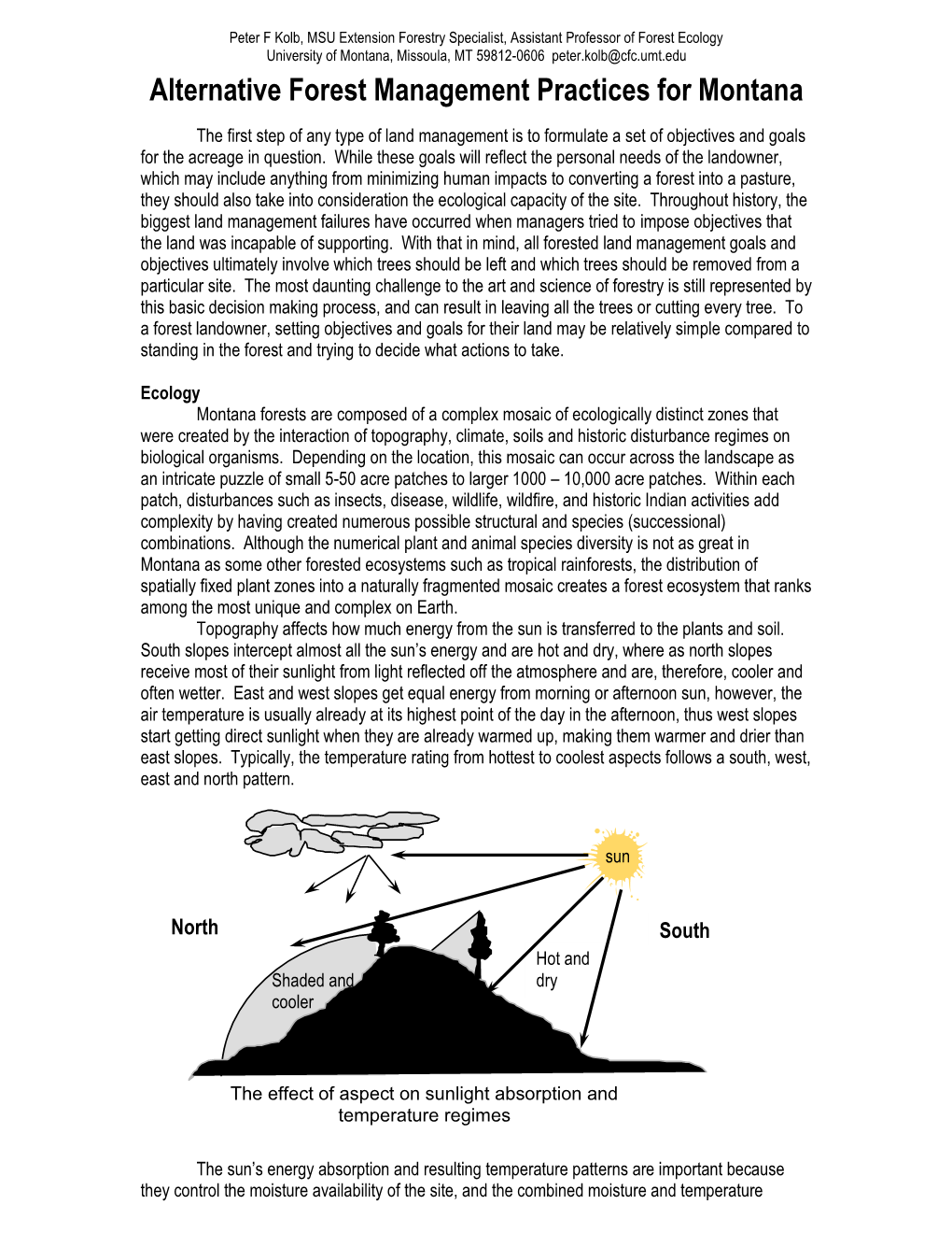 Alternative Forest Management Practices for Montana