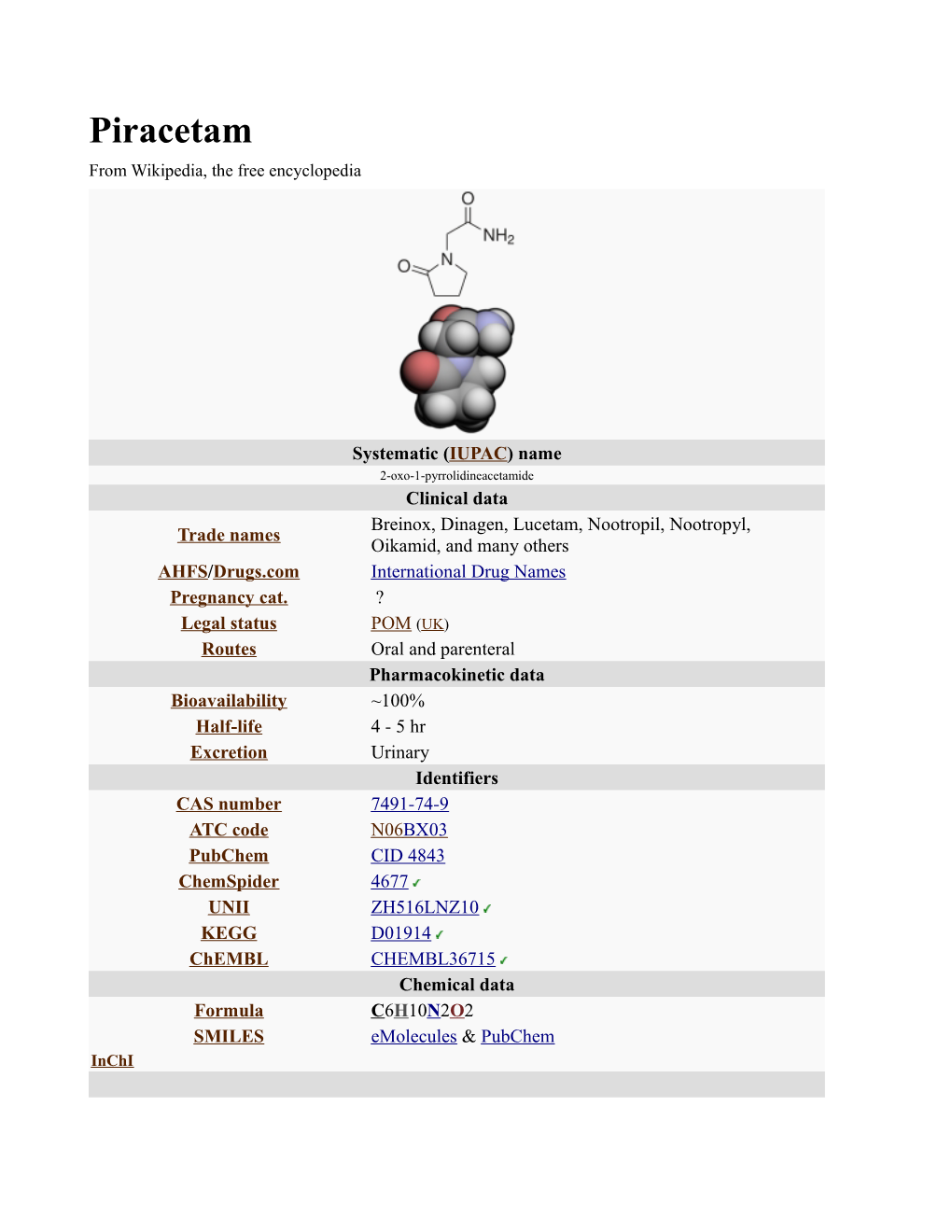 Piracetam from Wikipedia, the Free Encyclopedia