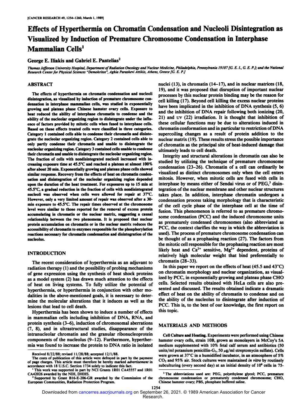 Effects of Hyperthermia on Chromatin Condensation and Nucleoli