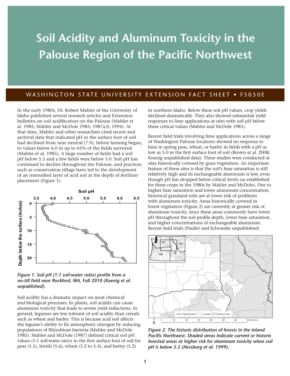 Soil Acidity and Aluminum Toxicity in the Palouse Region of the Pacific Northwest