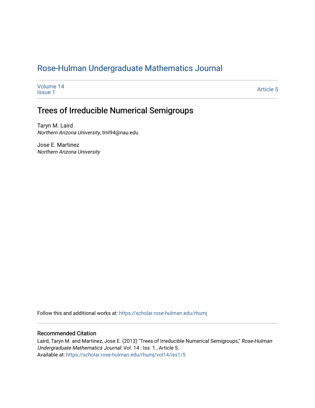 Trees of Irreducible Numerical Semigroups