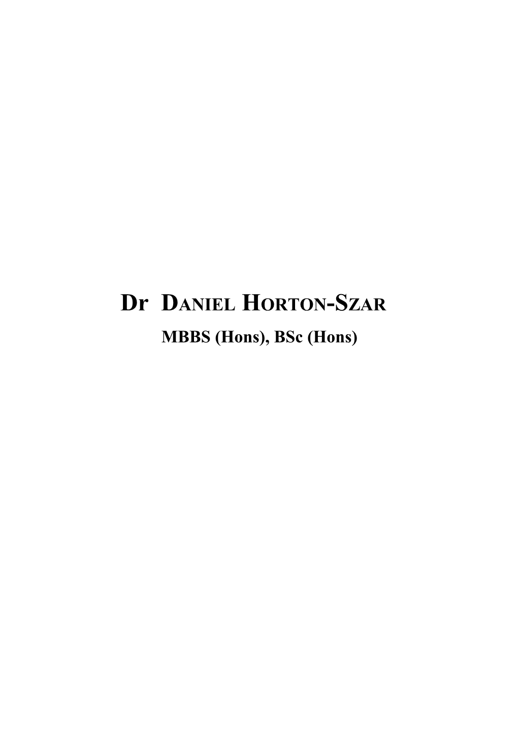 Dr DANIEL HORTON-SZAR