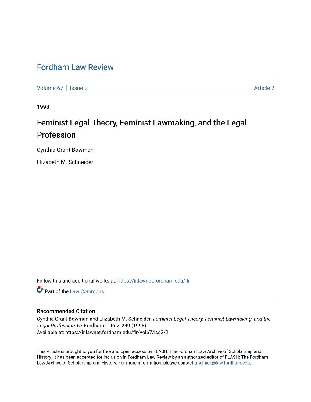 Feminist Legal Theory, Feminist Lawmaking, and the Legal Profession