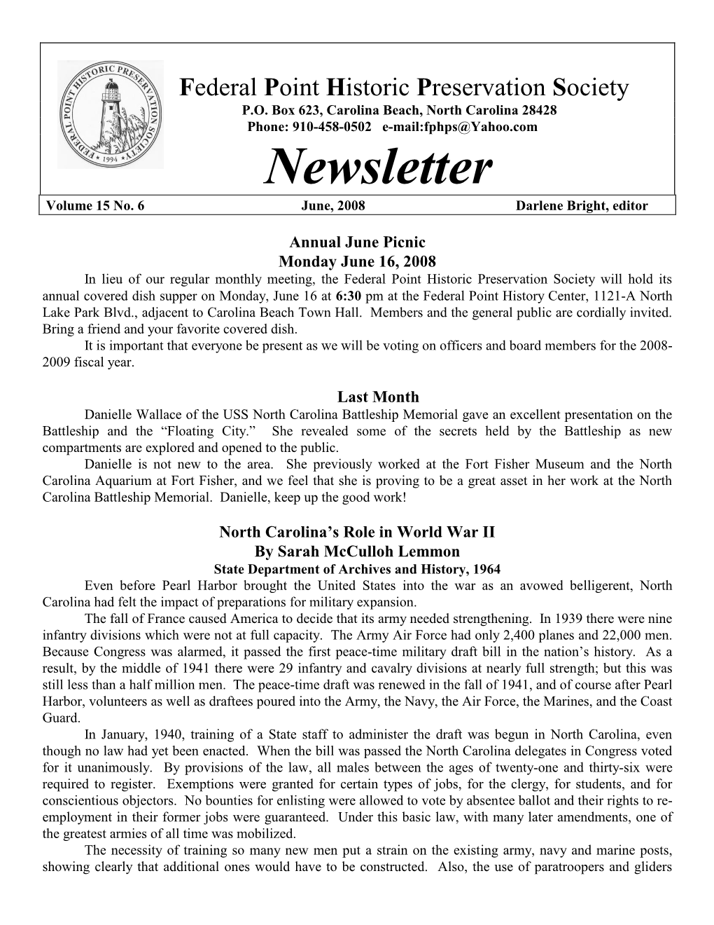 Newsletter Volume 15 No