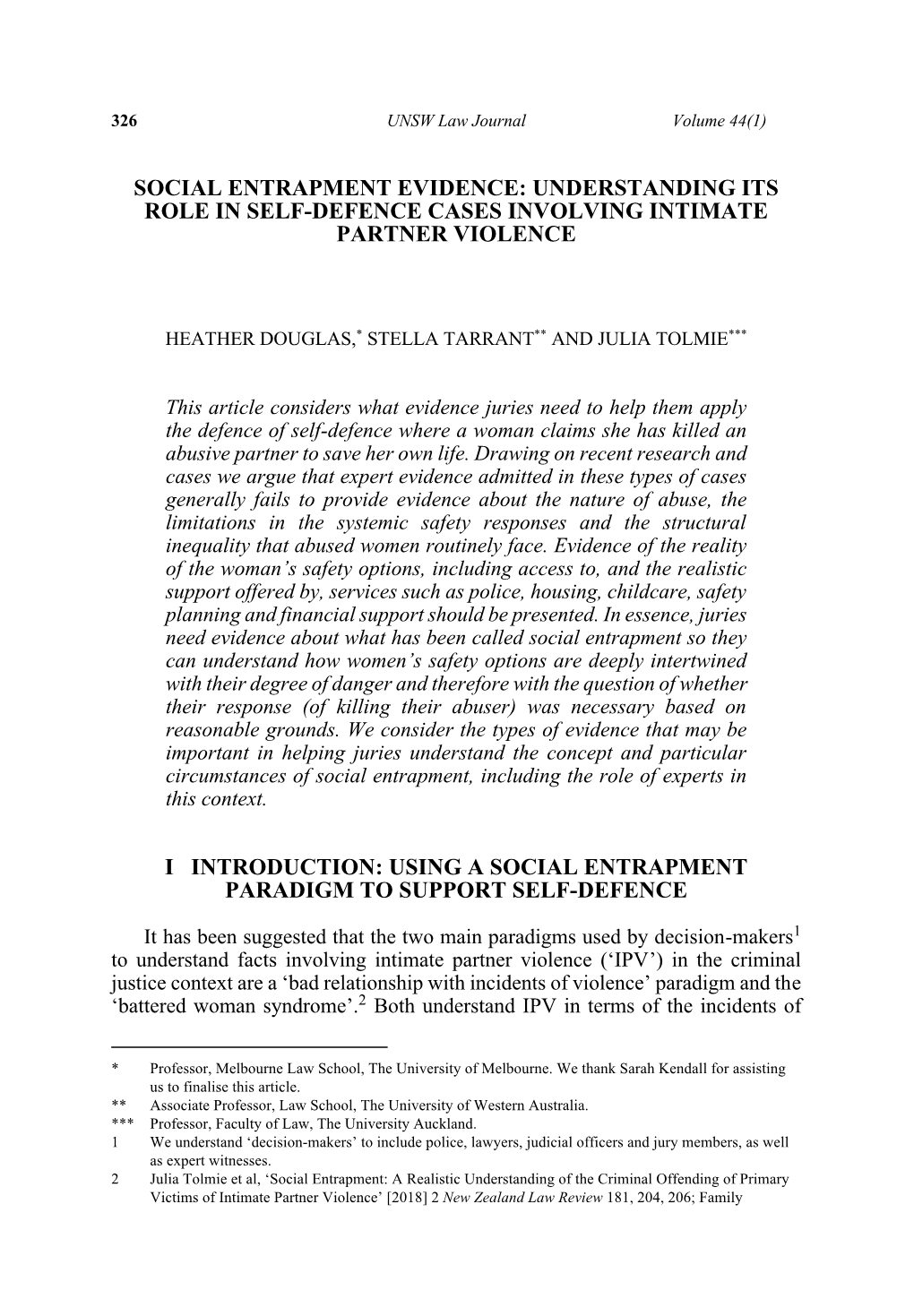 Social Entrapment Evidence: Understanding Its Role in Self-Defence Cases Involving Intimate Partner Violence