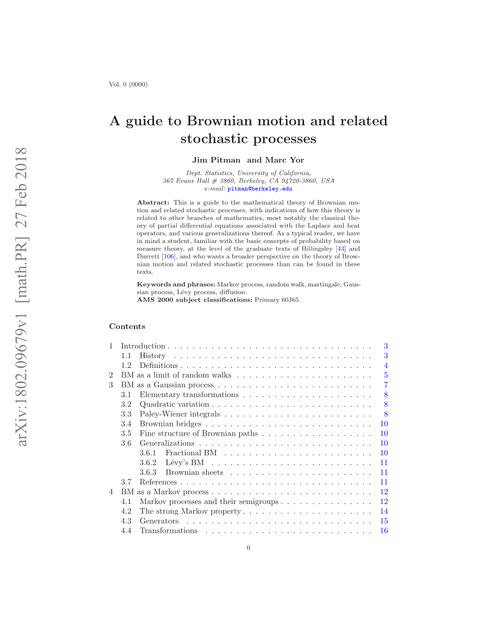 A Guide to Brownian Motion and Related Stochastic Processes