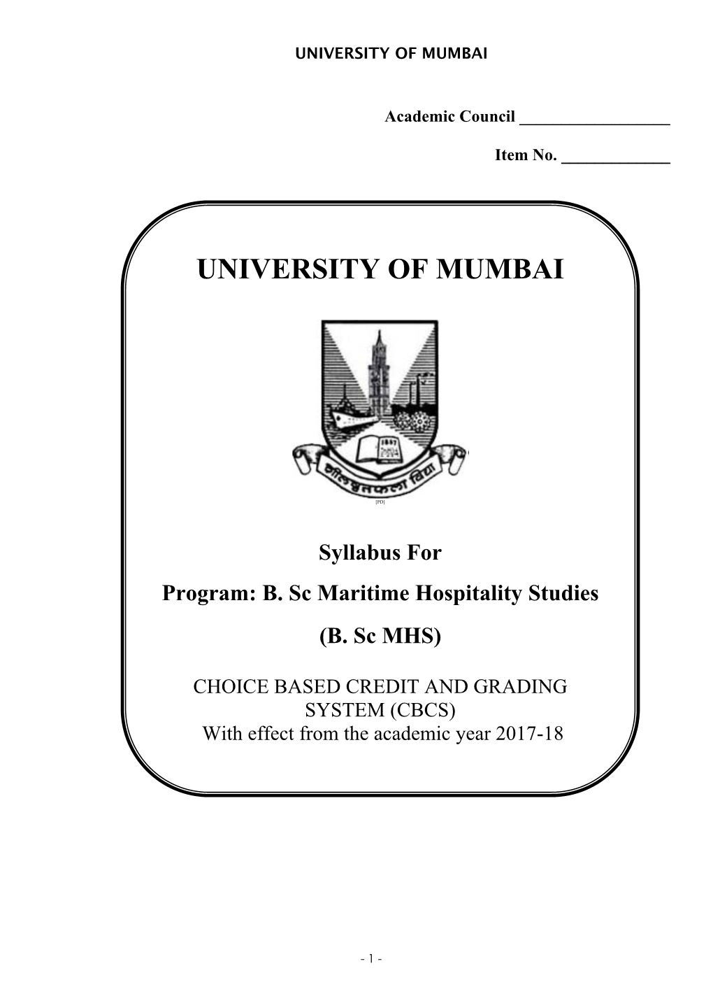 4.189 B.Sc. Maritime Hospitality Studies