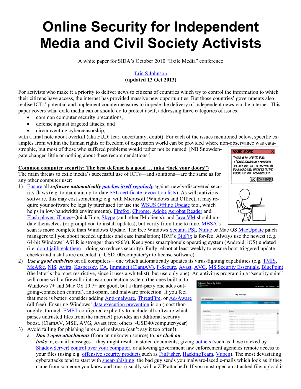 Online Security for Independent Media and Civil Society Activists