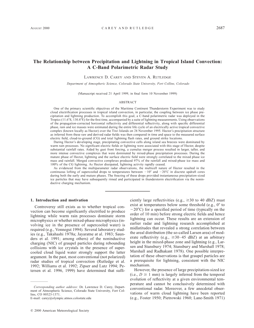 The Relationship Between Precipitation and Lightning in Tropical Island Convection: a C-Band Polarimetric Radar Study