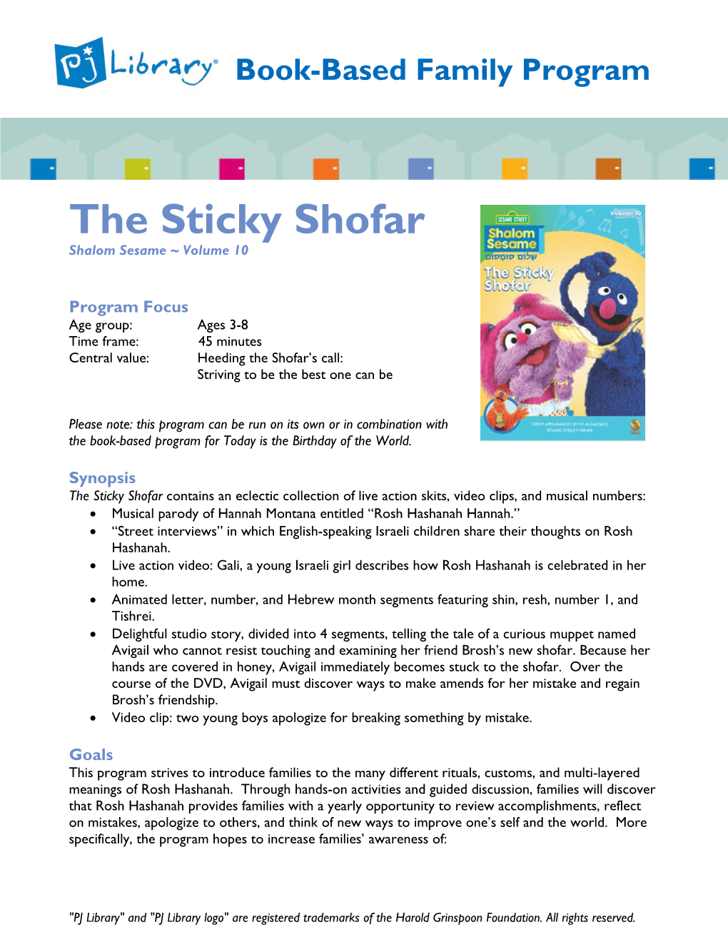 The Sticky Shofar Shalom Sesame ~ Volume 10