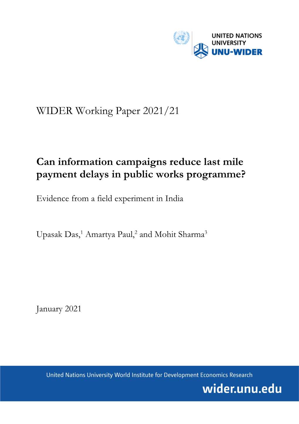 WIDER Working Paper 2021/21-Can Information Dissemination Reduce