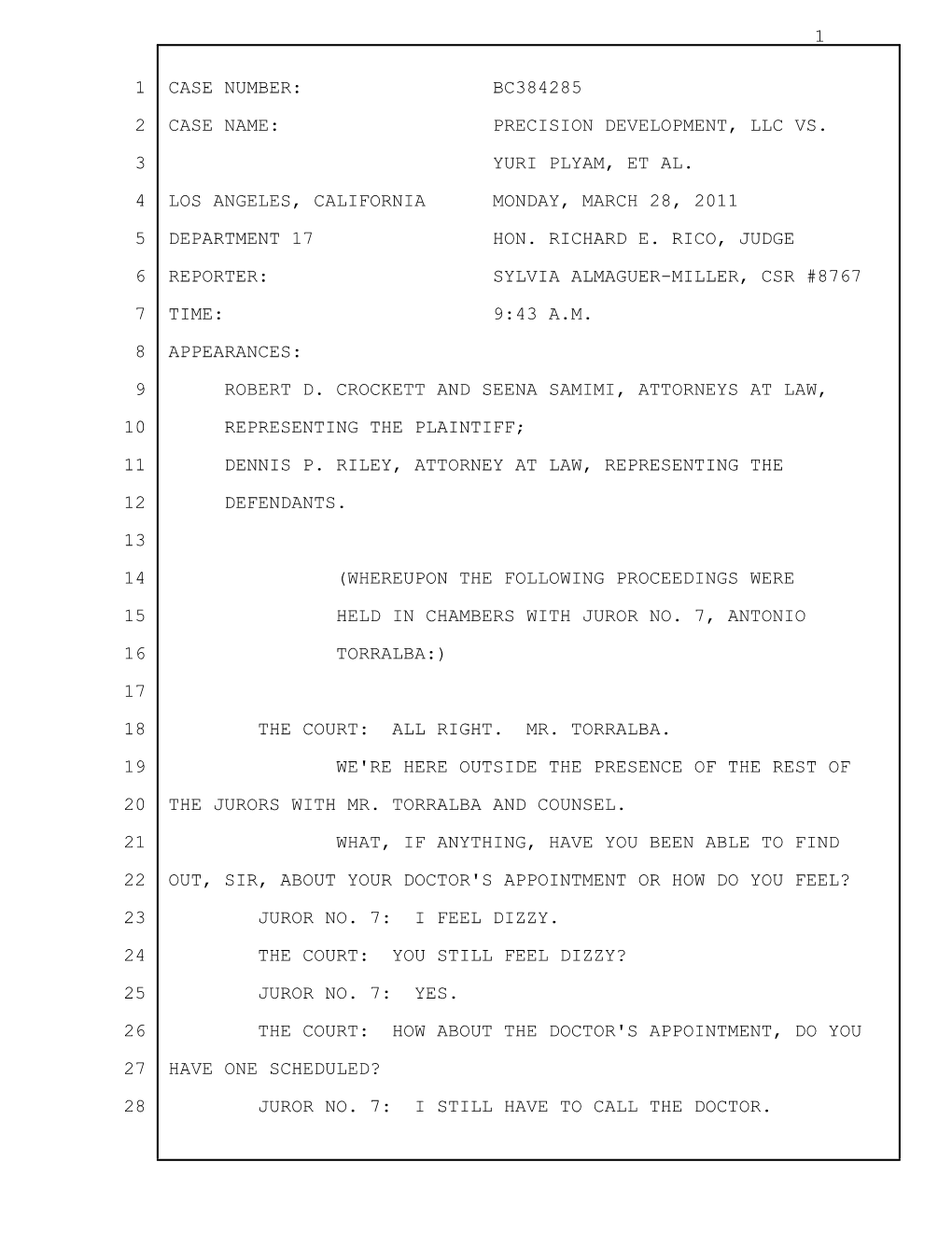 Clare Bronfman Testified in Precision Development V. Plyam