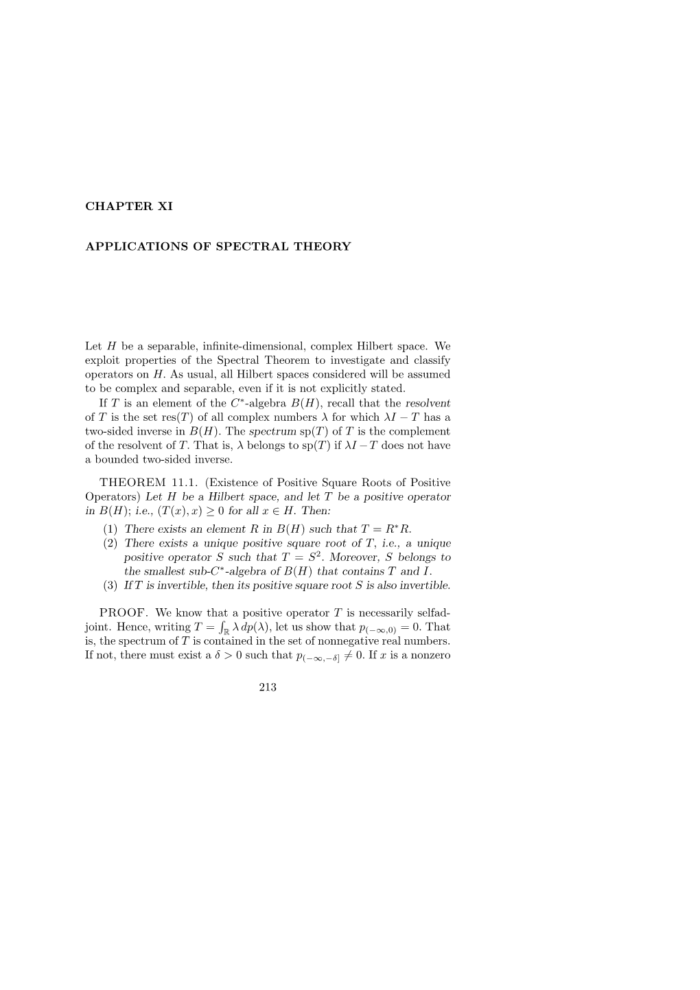 Chapter XI: Applications of Spectral Theory