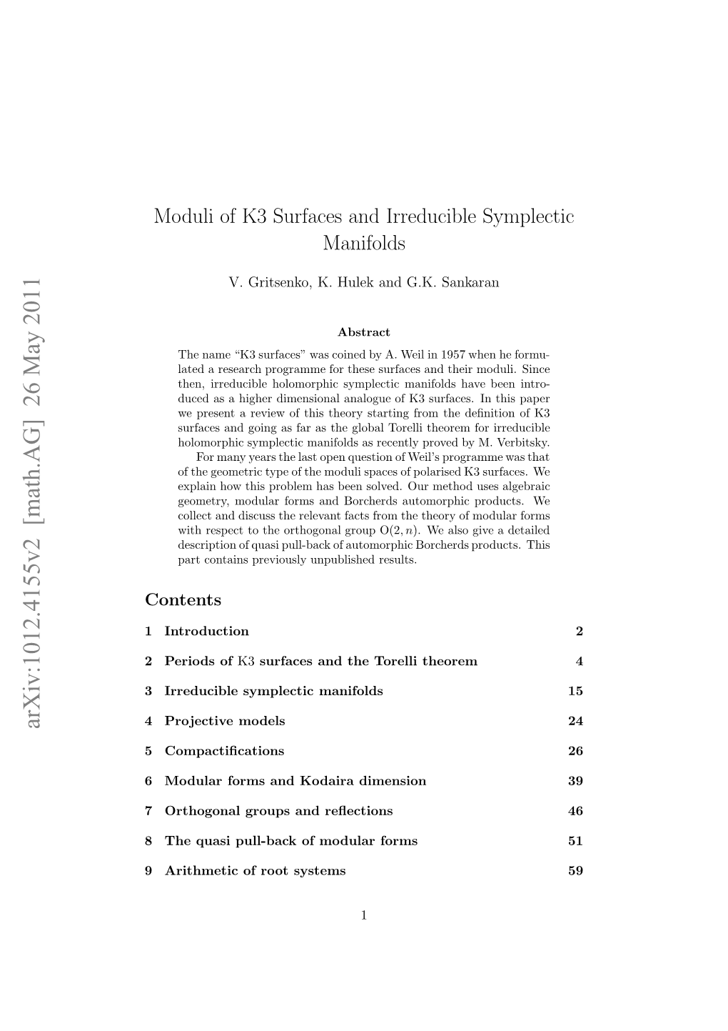 Moduli of K3 Surfaces and Irreducible Symplectic Manifolds