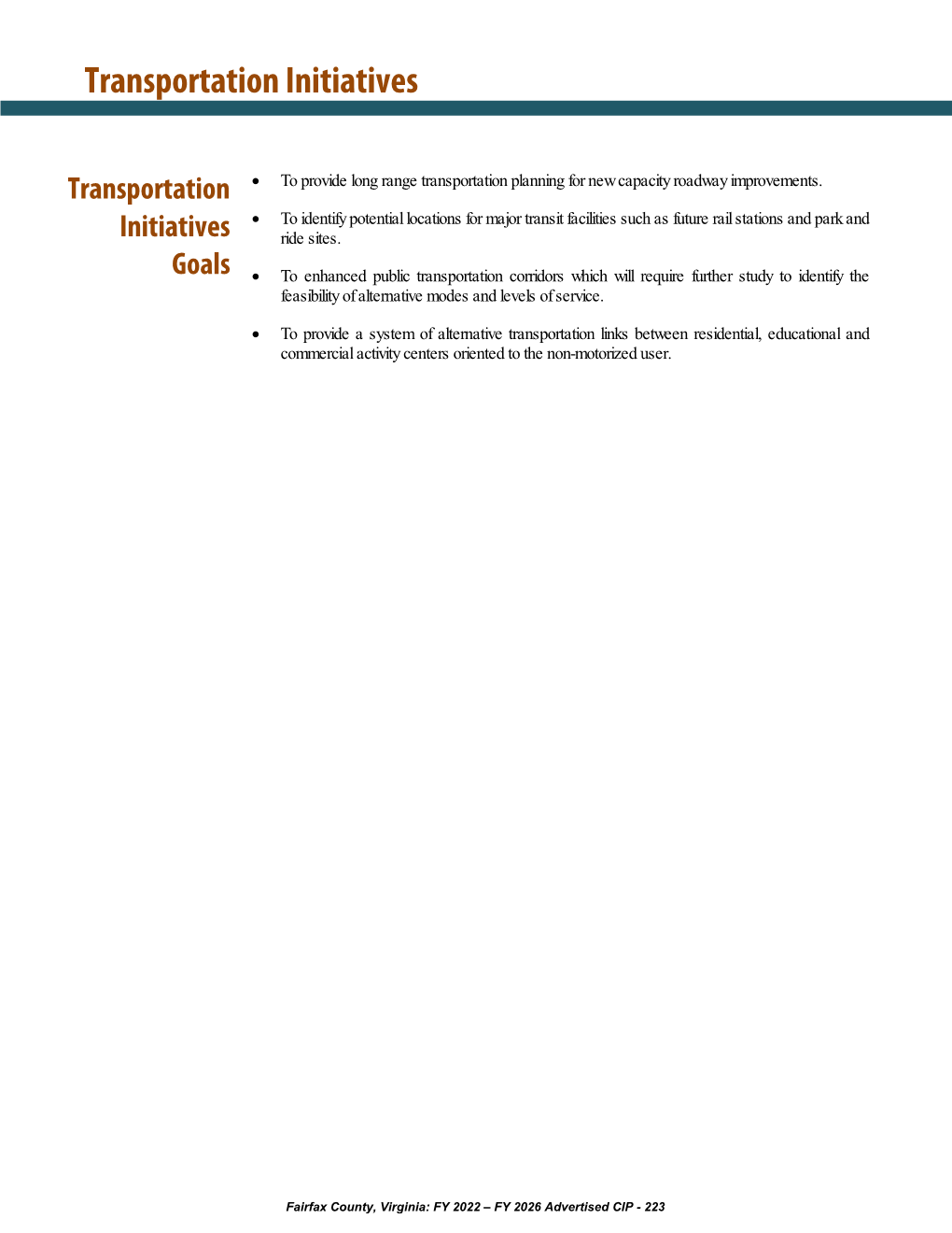 Transportation Initiatives
