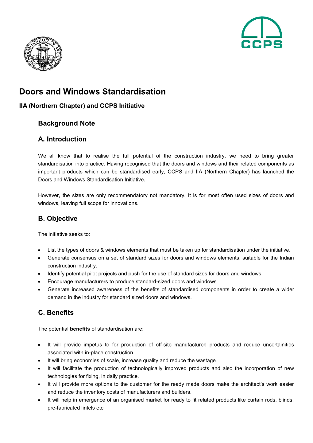 Doors and Windows Standardisation