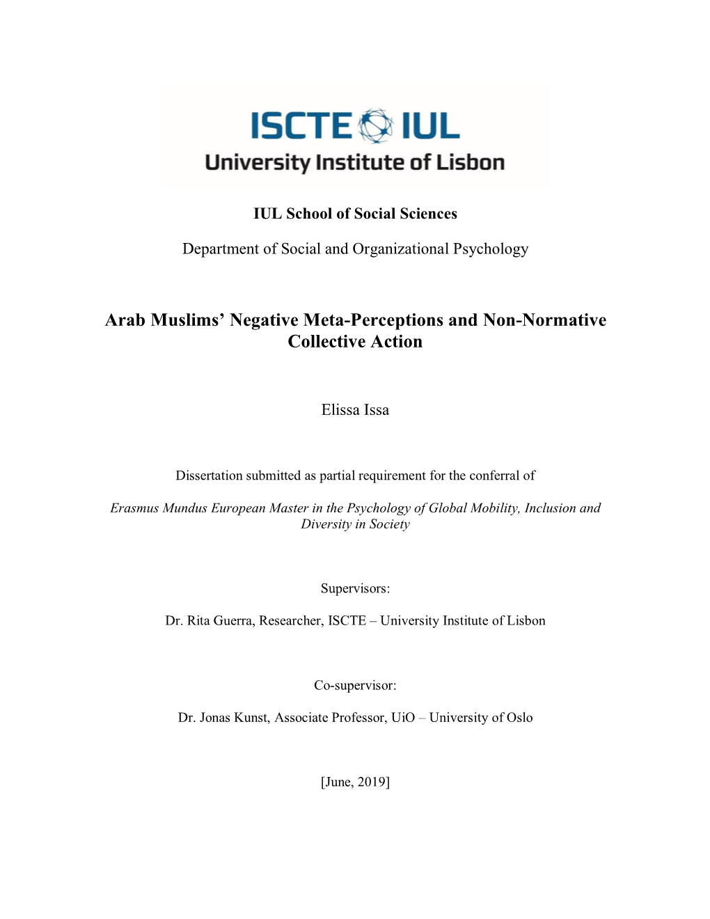 Arab Muslims' Negative Meta-Perceptions and Non