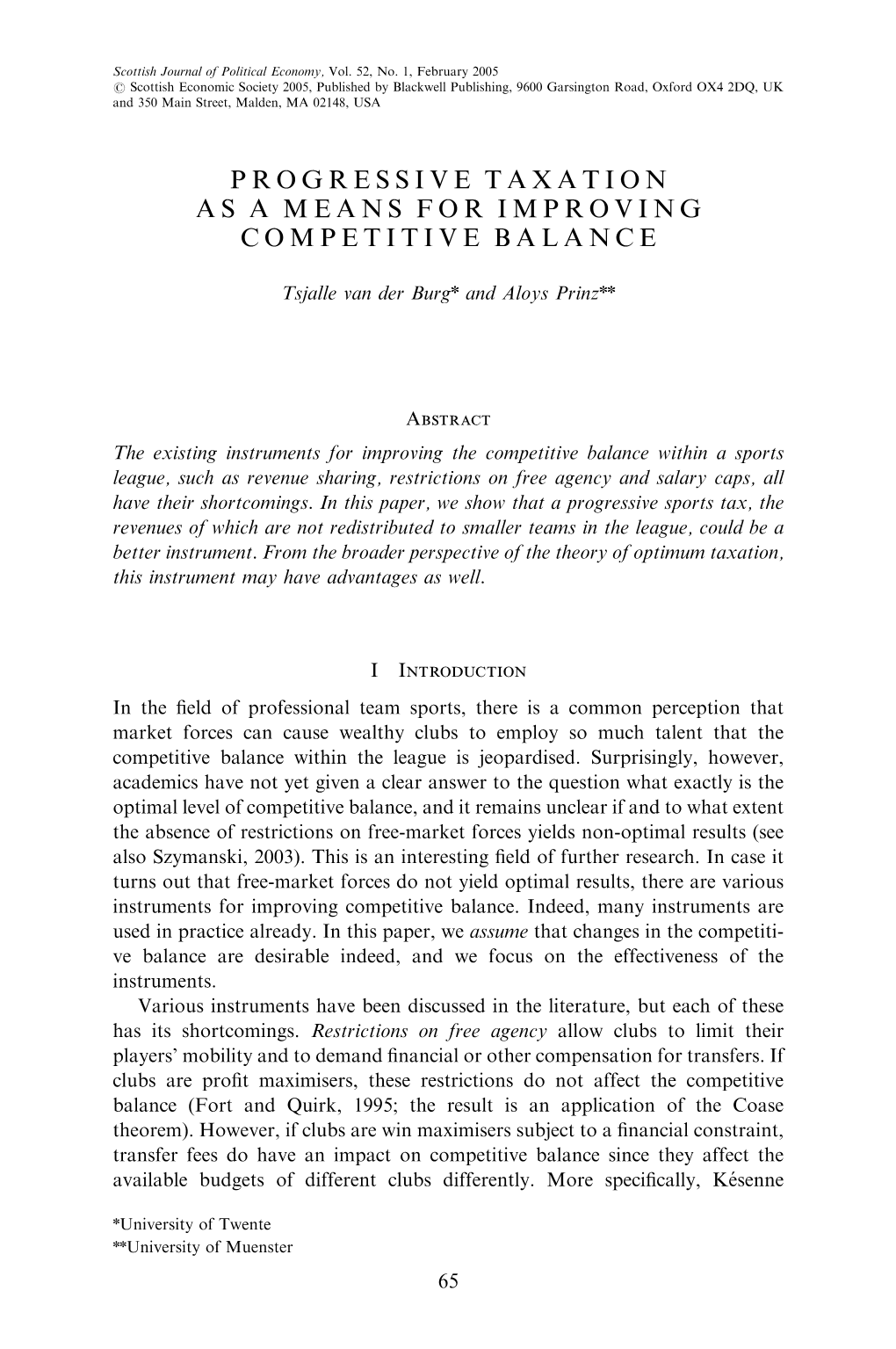 Progressive Taxation As a Means for Improving Competitive Balance