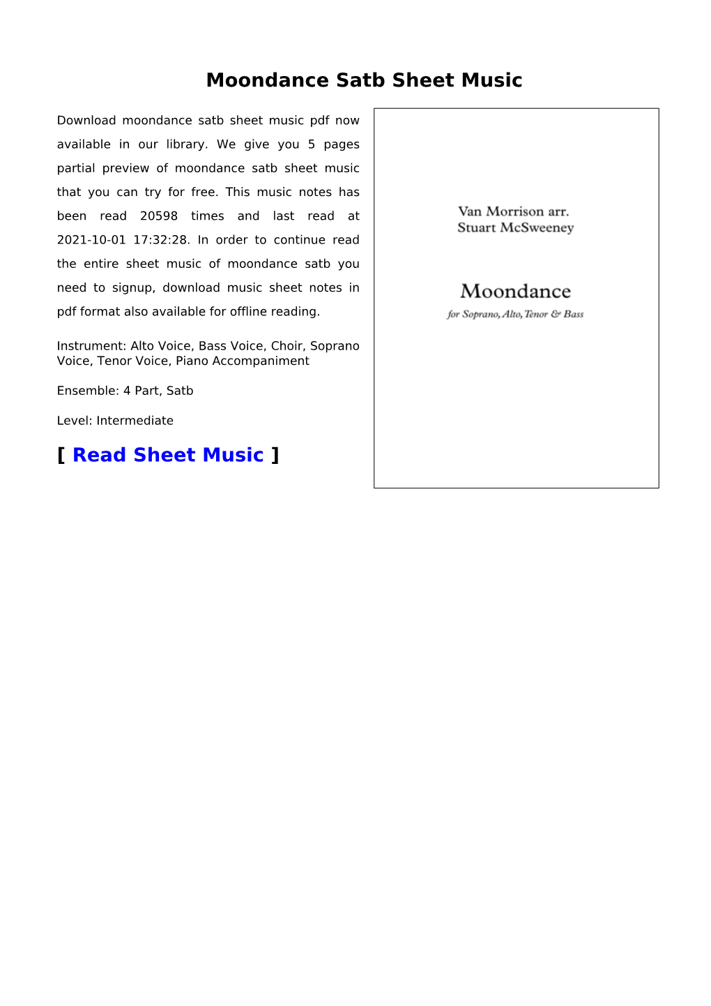 Moondance Satb Sheet Music