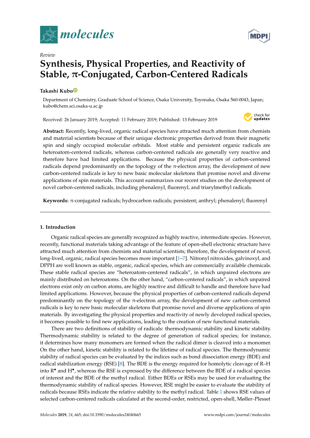 Conjugated, Carbon-Centered Radicals